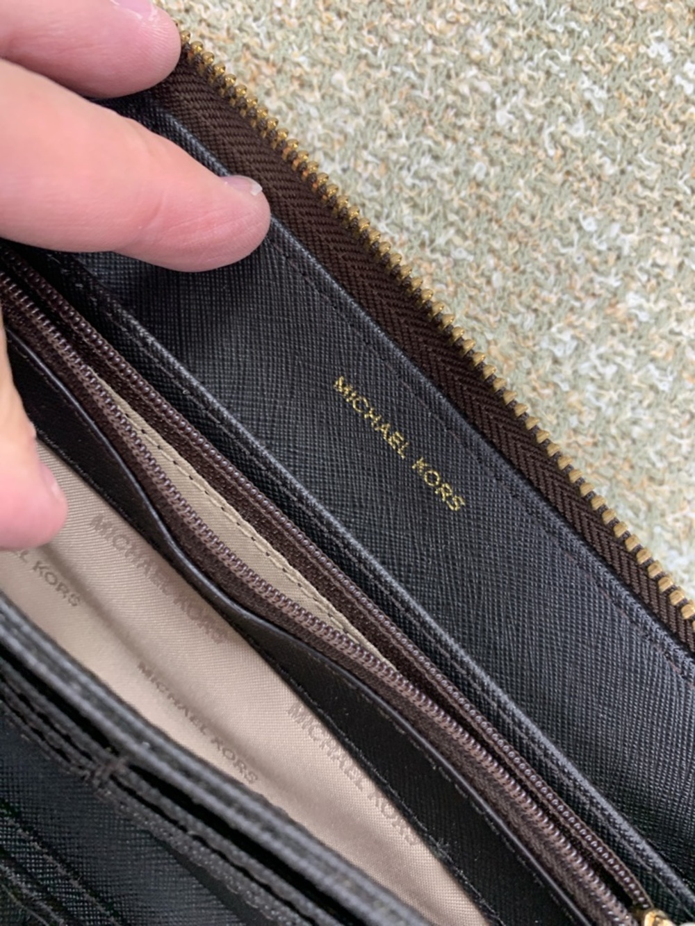 Michael Kors Brown and Tan Signature Zip Wristlet - Picture 4 of 6